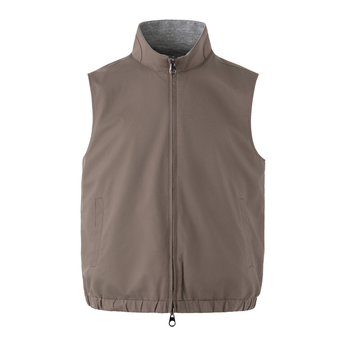 Unisex Reversible Padded Vest with High Stand-Up Collar and Elastic Hem EVA-US