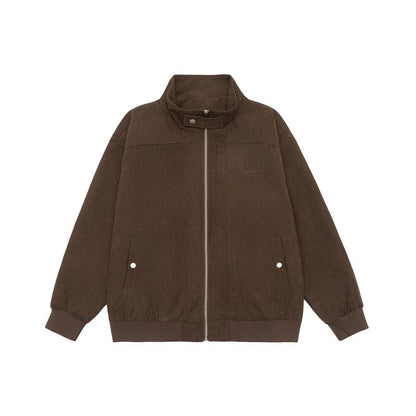 Unisex Teddy-Fleece Bomber Jacket with Stand-up Collar and Snap-button Pockets EVA-US