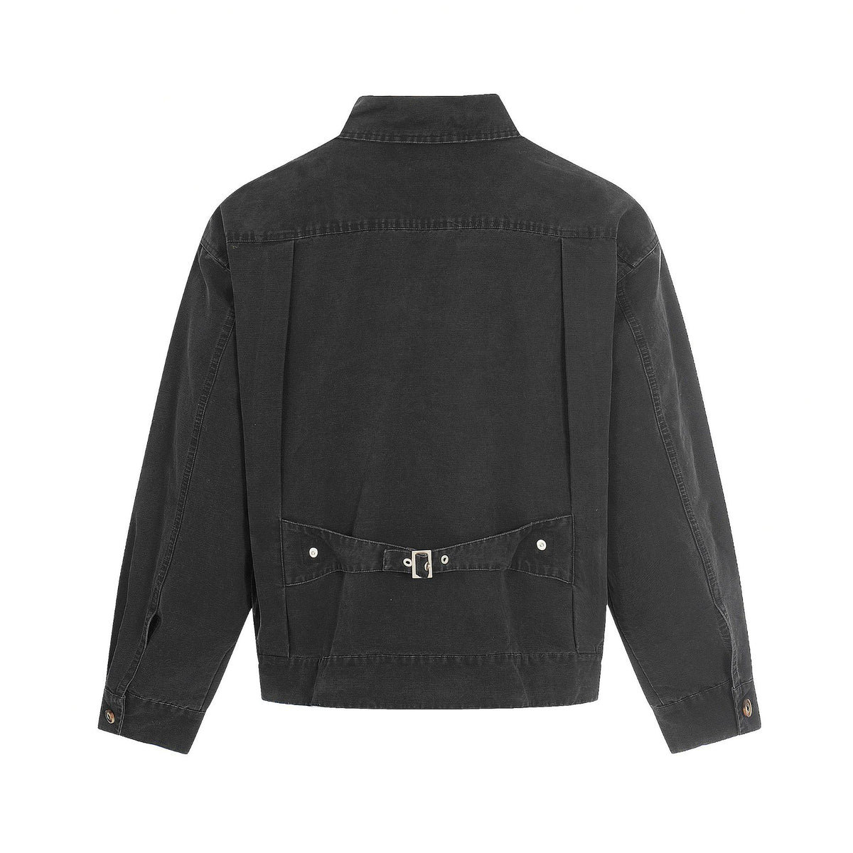 Men's Canvas Utility Blouson Jacket with Drawstring and Decorative Stitching EVA-US