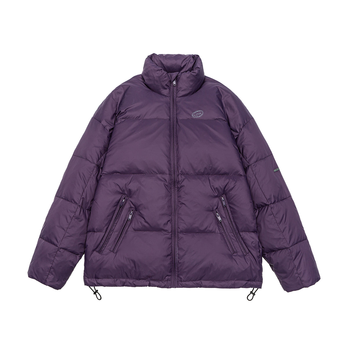 Men's Padded Short Parka with High Stand Collar, Zipper Pockets and Drawstring EVA-US