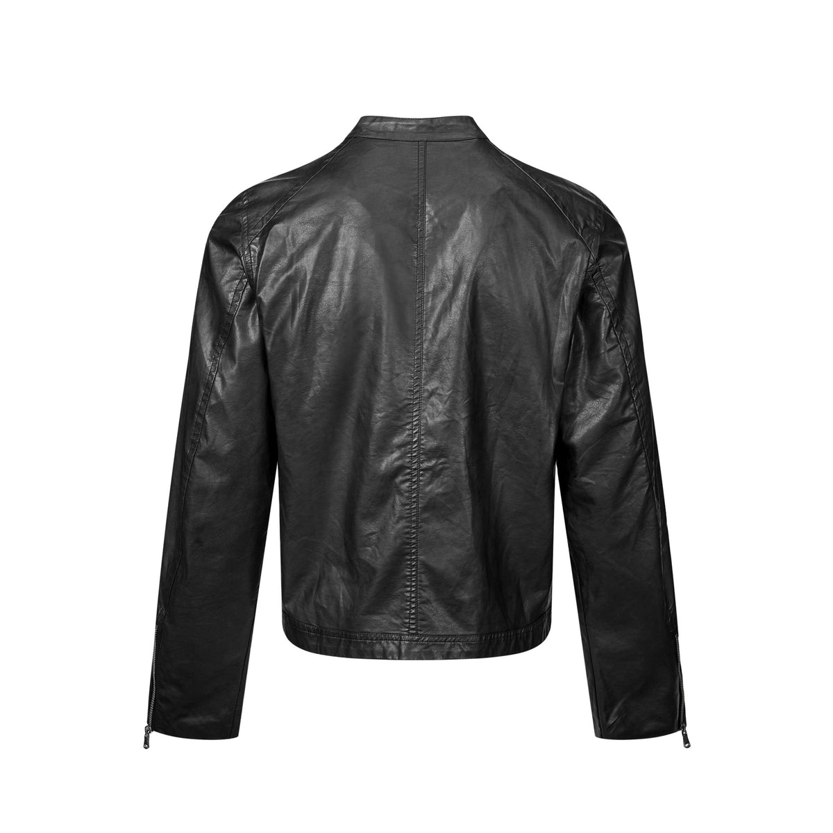 Men's vintage-inspired biker jacket with stand-up collar and two-way zipper EVA-US