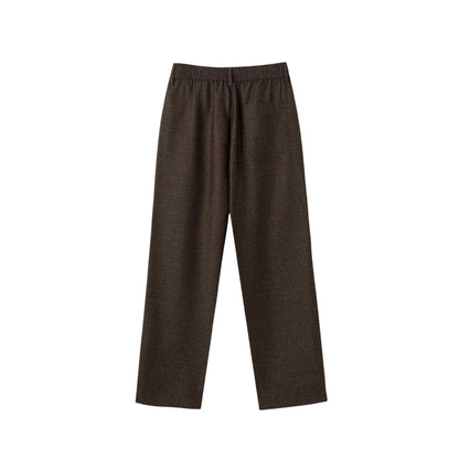 Women's high-waisted wide pleated trousers with elastic back EVA-US