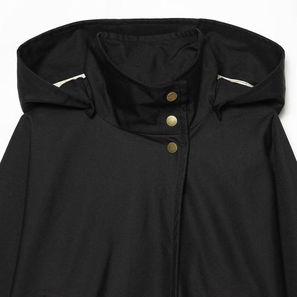 Ladies Short Water-Repellent Hooded Jacket with Snap Button Placket and Patch Pockets EVA-US