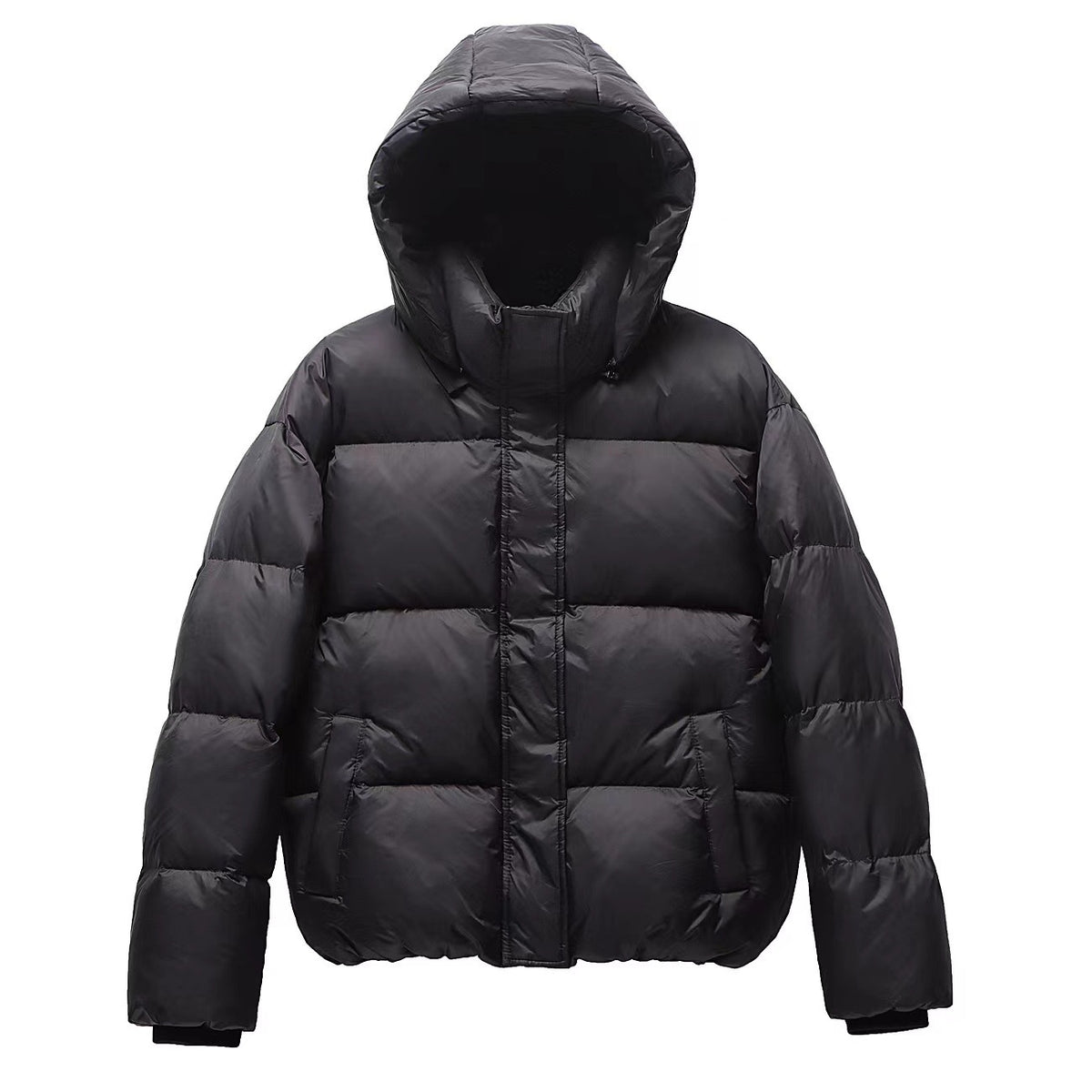 Ladies short-cut oversized quilted jacket with XXL hood and thermal insulation EVA-US