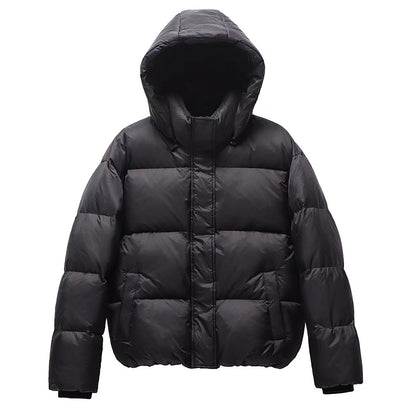 Ladies short-cut oversized quilted jacket with XXL hood and thermal insulation EVA-US