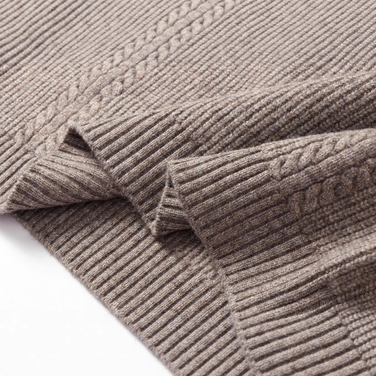 Unisex knit sweater with Henley button placket and cable pattern EVA-US