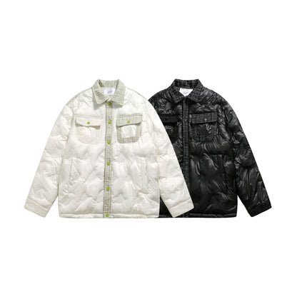 Women's quilted shirt jacket with tweed trim and flap pockets EVA-US