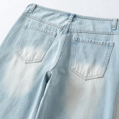 Women Highwaist Cropped Jeans with straight cut and wide leg EVA-US