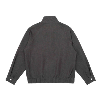 Unisex short jacket in denim mix with quilted division, stand-up collar and concealed zipper EVA-US