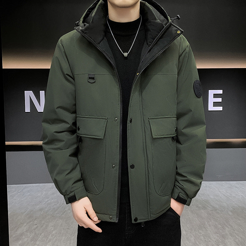 Men's Padded Short Parka with Hood windproof water-repellent and multifunctional pockets EVA-US
