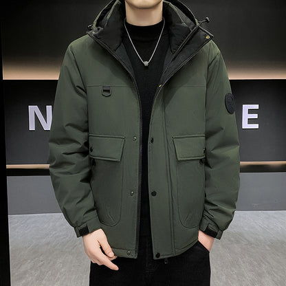 Men's Padded Short Parka with Hood windproof water-repellent and multifunctional pockets EVA-US