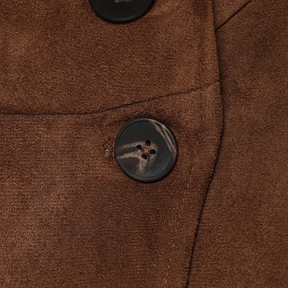 Women's Boxy Short Jacket in Suede Look with High Stand-up Collar EVA-US