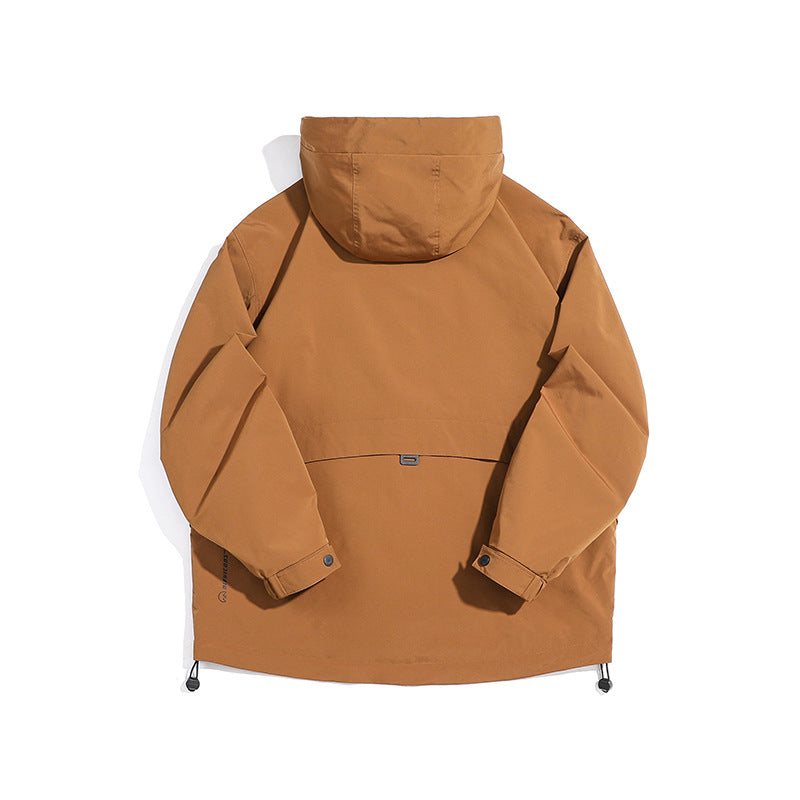 Unisex Technical Outdoor Jacket in Boxy Cut with Hood and Vertical Chest Zippers EVA-US