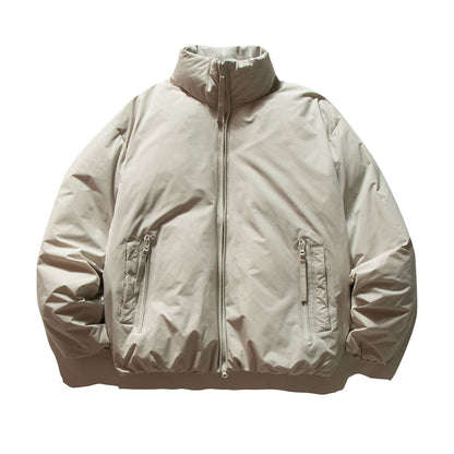 Unisex Short Cut Boxy Insulation Jacket with High Stand Collar and Zipper Pockets EVA-US