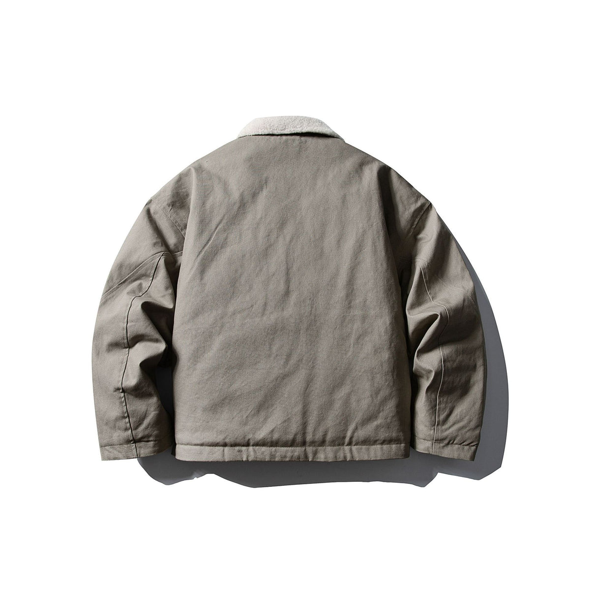 Unisex Short Canvas Field Blouson with Teddy Collar and Two-Way Zipper EVA-US