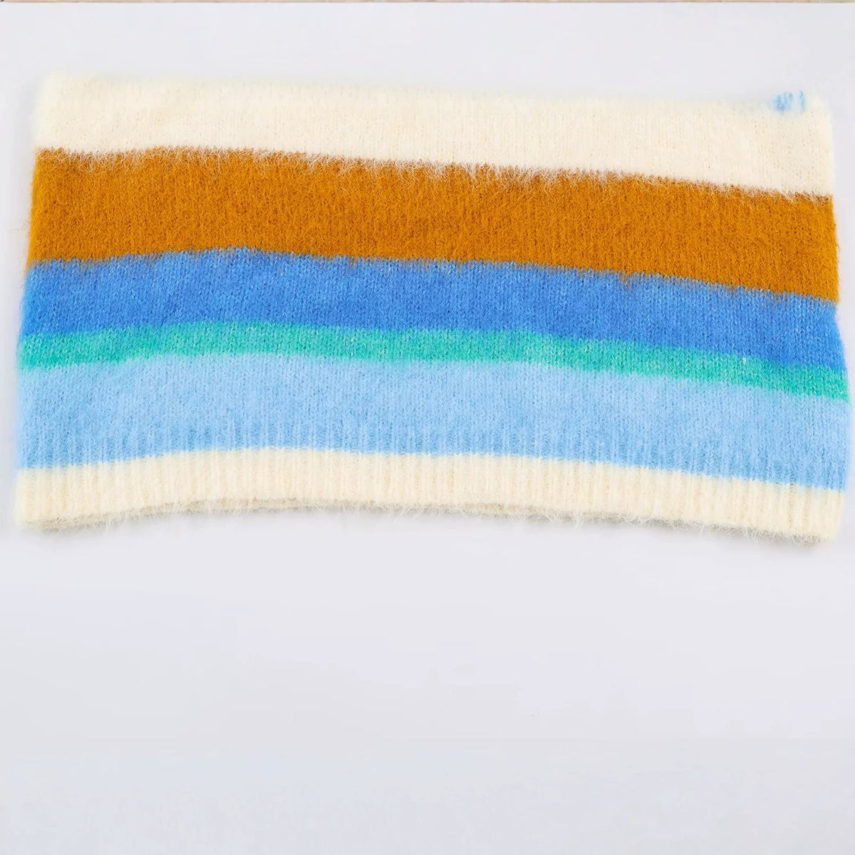 Women's Oversize Mohair-Look Striped Sweater with Round Neckline EVA-US
