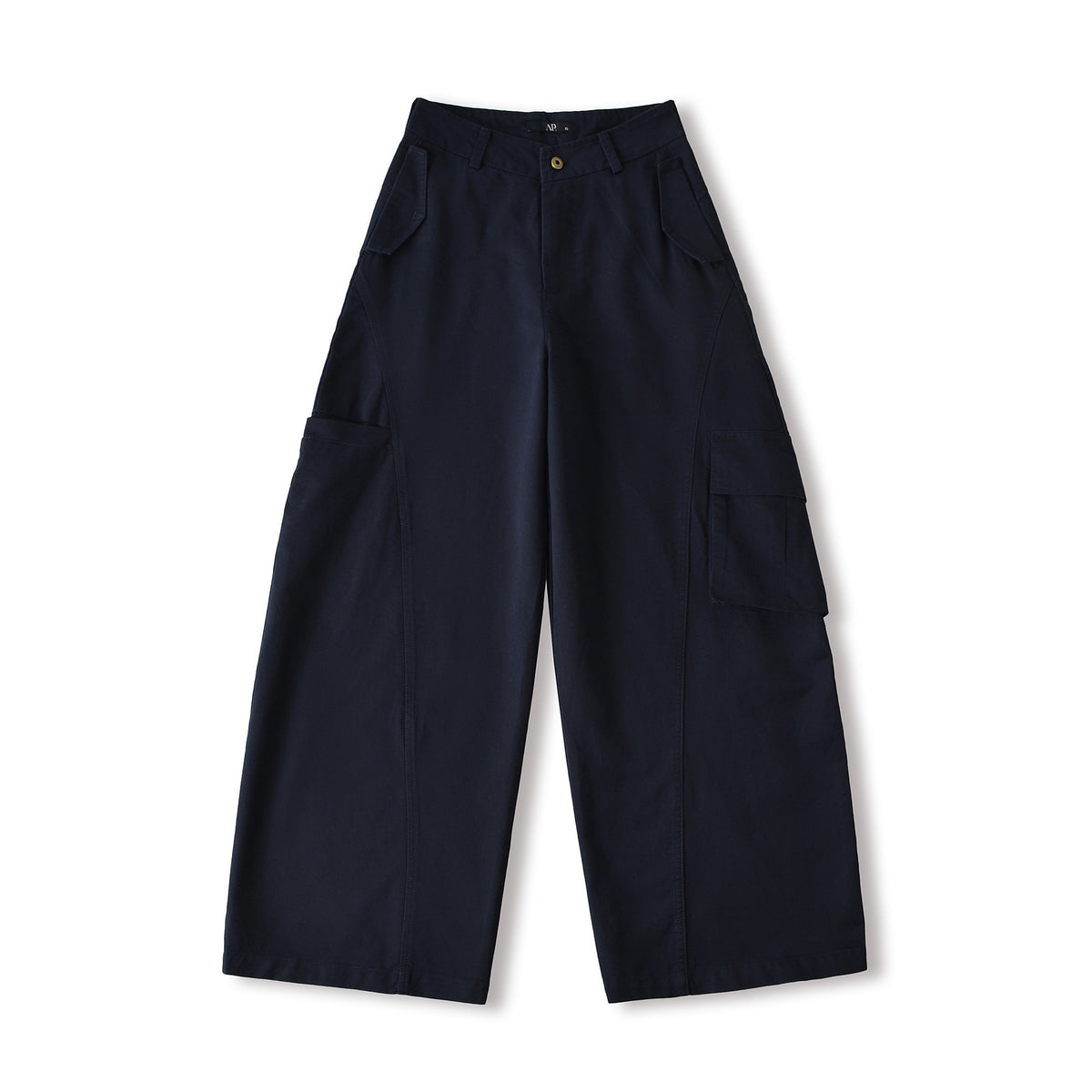 Women's Cropped Cargo Pants with High Waist, Wide Leg, and Flap Pockets EVA-US