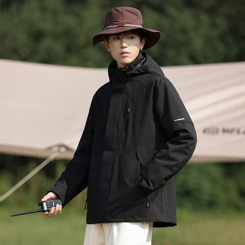 Men's Two-Tone Wind and Water-Repellent Softshell Jacket with Hood EVA-US