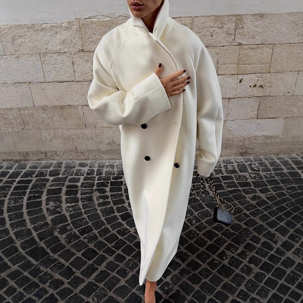 Women's Maximal Coat in clean-cut cocoon style with high stand-up collar EVA-US