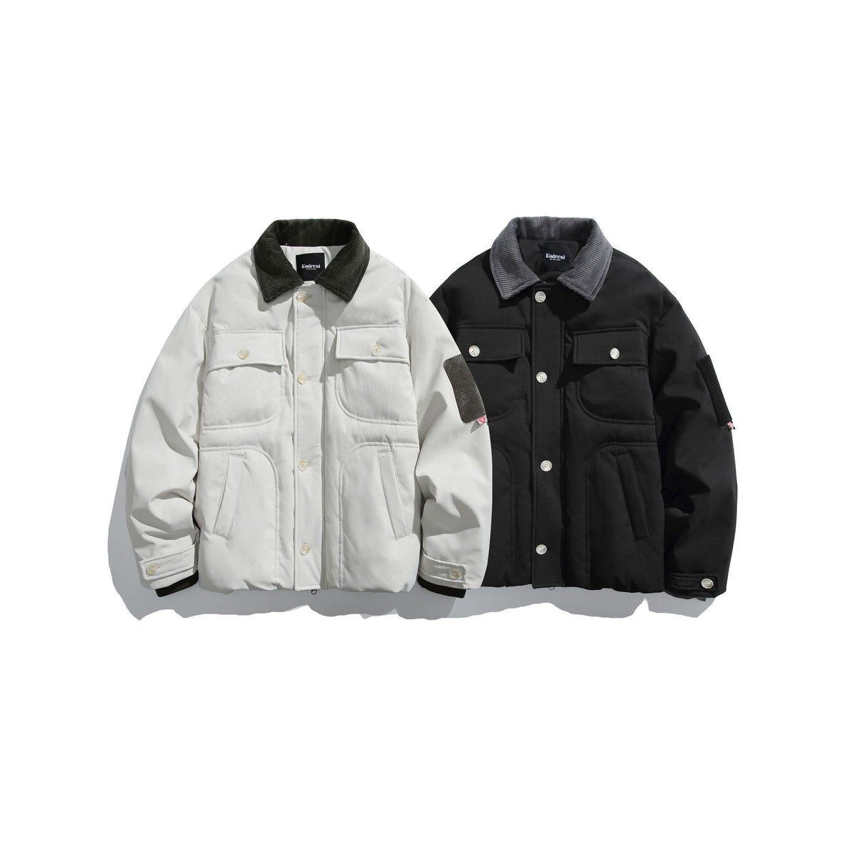 Men's insulated field jacket in workwear style with cord collar, elbow patches, and patch pockets EVA-US