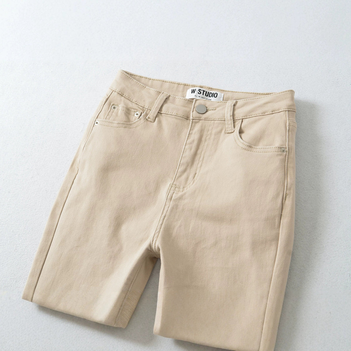 Women's Highwaist Flared Trousers made of Stretch Denim with five pockets and raw hem EVA-US