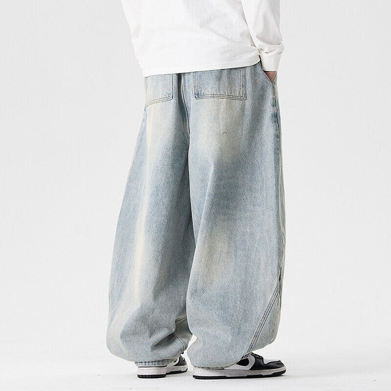 Men's extra-wide baggy jeans with a dropped crotch, relaxed low-crotch cut, and wide hem EVA-US