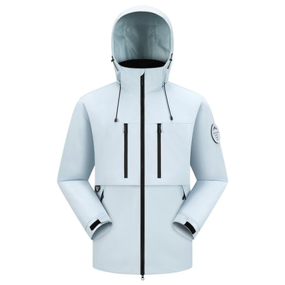 Men's Waterproof Breathable Softshell Outdoor Jacket with Adjustable Hood EVA-US