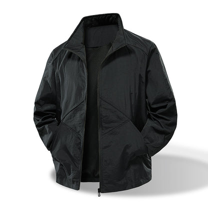 Men's Lightweight Technical Windbreaker with Mesh Lining and Stand-Up Collar EVA-US