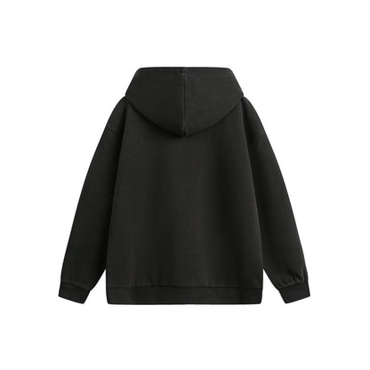 Unisex Oversize Hooded Zip Jacket with Artistic Print EVA-US