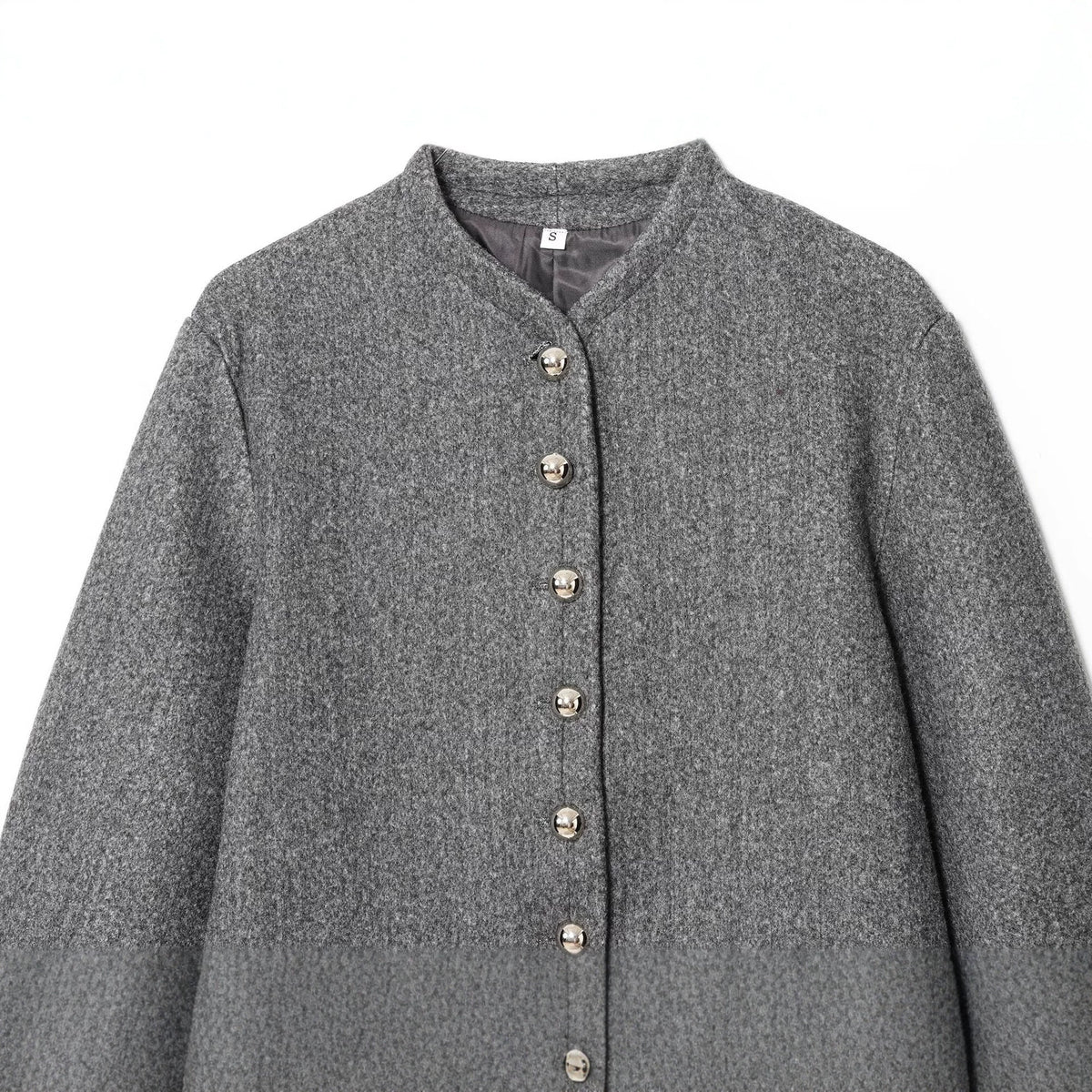 Women’s short jacket made of wool blend with round neck and decorative button placket EVA-US