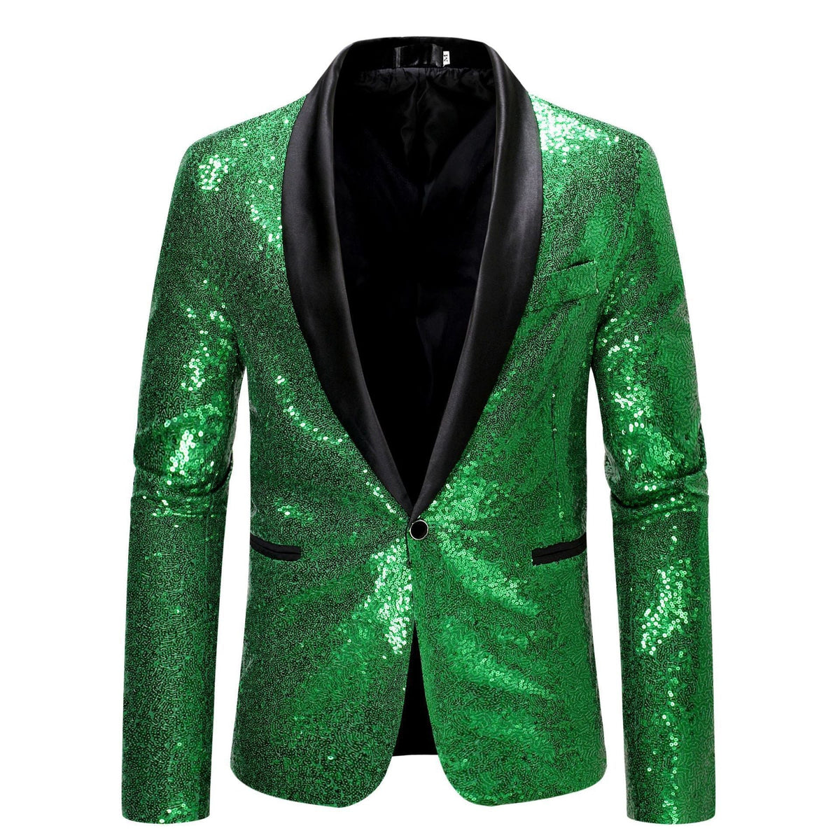 EVA-US Men's Sequin Blazer with Shawl Collar