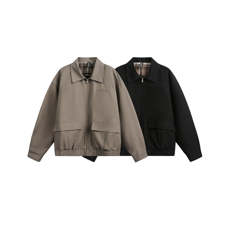 Unisex Lightweight Boxy Field Blouson in Utility Look with Patch Flap Pockets and Elastic Hem EVA-US