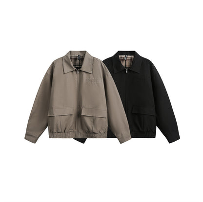 Unisex Lightweight Boxy Field Blouson in Utility Look with Patch Flap Pockets and Elastic Hem EVA-US