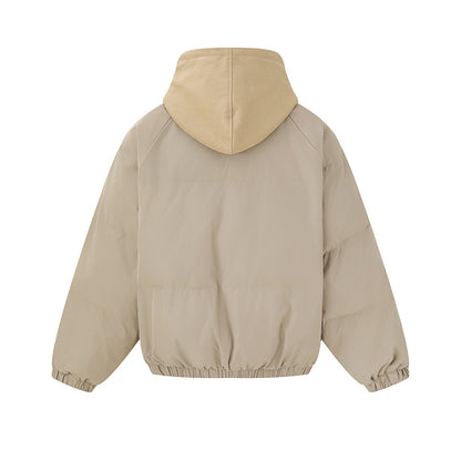 Unisex Short Boxy Quilted Hoodie with Fleece Lining and Elastic Hem EVA-US