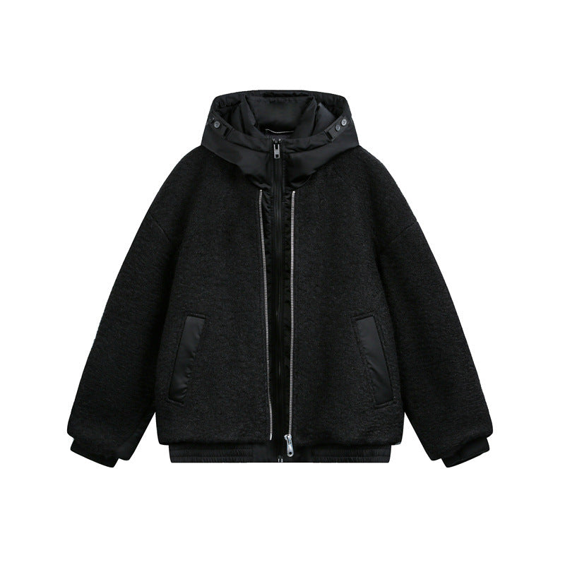 Unisex Oversized Teddy-Fleece Winter Jacket with Removable Hood EVA-US