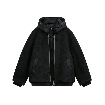 Unisex Oversized Teddy-Fleece Winter Jacket with Removable Hood EVA-US
