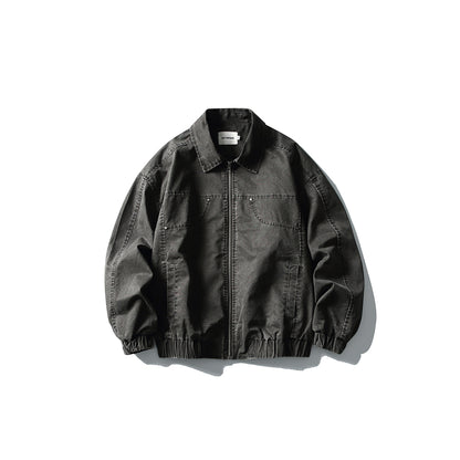 Men's short jacket in utility canvas style with full zip and elastic hem EVA-US