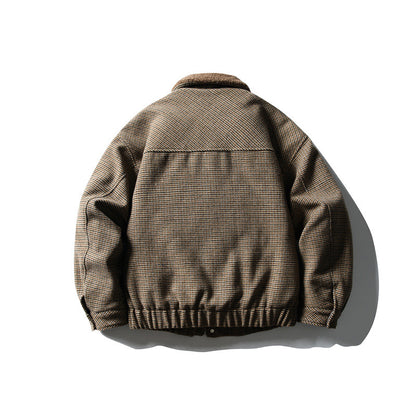 Men's boxy blouson made of wool mix with teddy trim at the collar and flap pockets