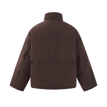 Men's short-cut quilted winter bomber jacket with stand-up collar and contrast-trimmed pockets EVA-US