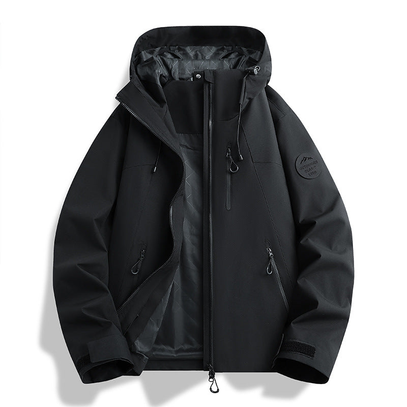 Women Lightweight Waterproof Hooded Jacket with Teddy Charm and Concealed Zipper Pockets EVA-US