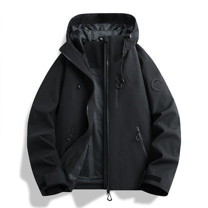 Women Lightweight Waterproof Hooded Jacket with Teddy Charm and Concealed Zipper Pockets EVA-US