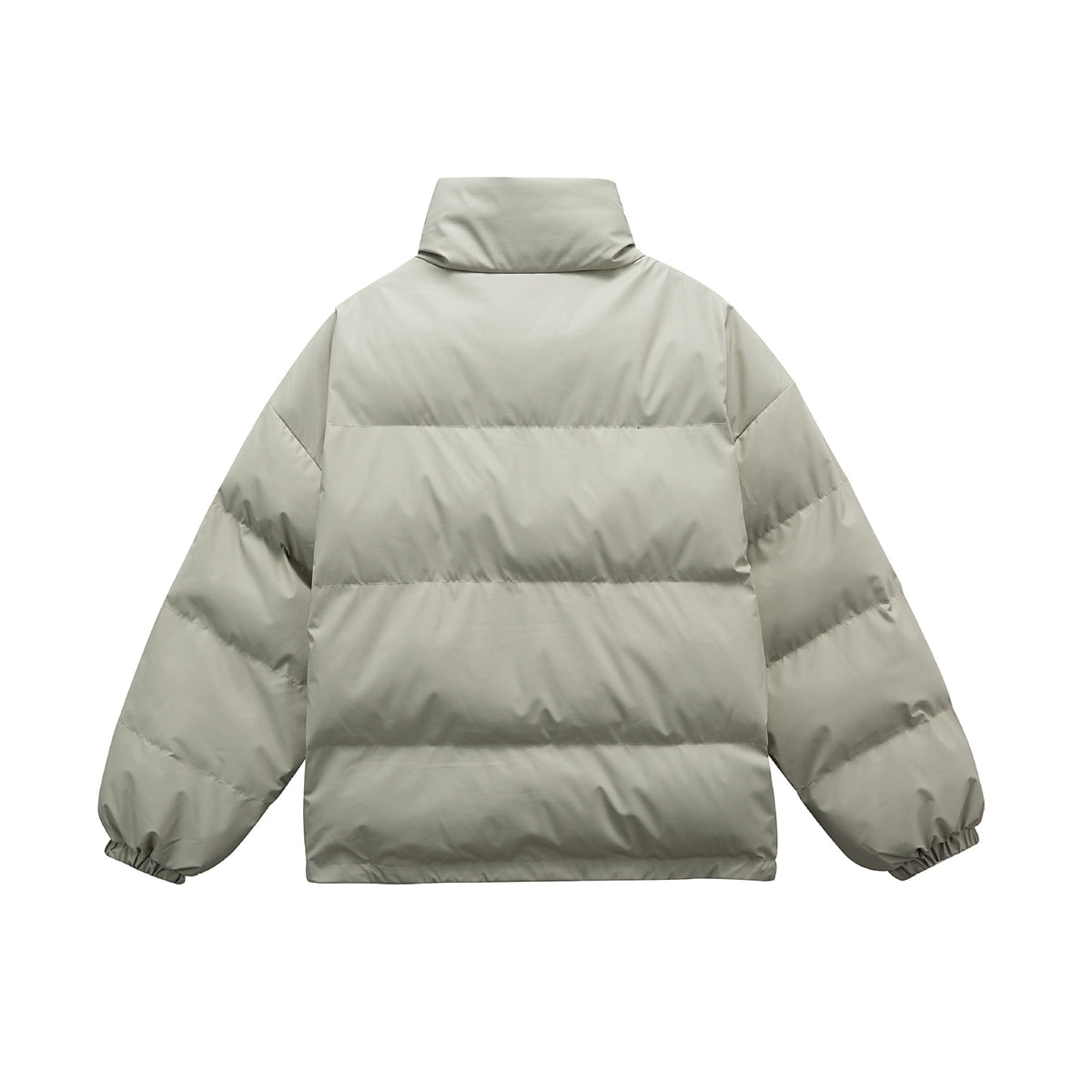 Unisex Boxy padded oversized puffer jacket with stand-up collar and statement patch details EVA-US