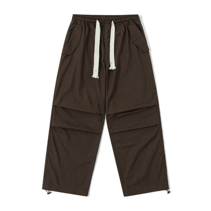 Unisex Wide Utility Cargo Pants with Elastic Waistband, Drawstring, and Adjustable Hem