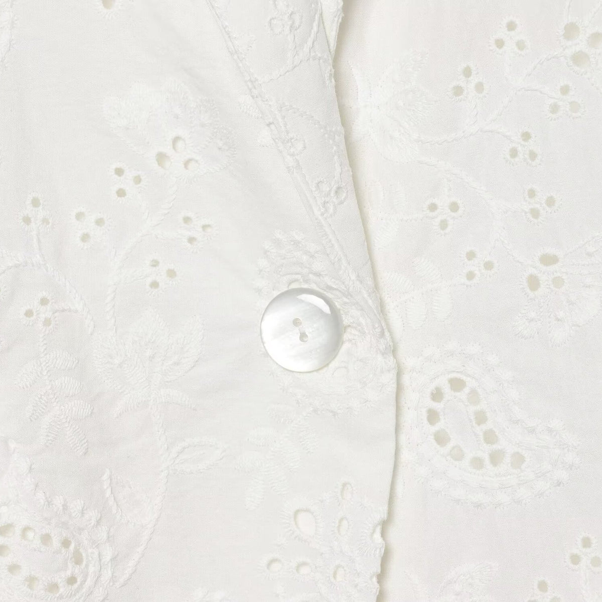 Women's Lightweight Broderie Anglaise Blazer with Shawl Collar and Eyelet Embroidery EVA-US