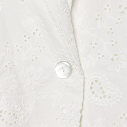 Women's Lightweight Broderie Anglaise Blazer with Shawl Collar and Eyelet Embroidery EVA-US