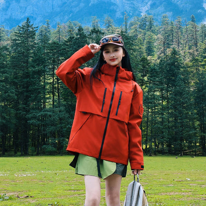 Men's Waterproof Breathable Softshell Outdoor Jacket with Adjustable Hood EVA-US