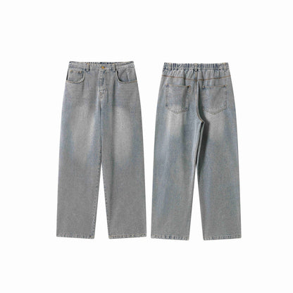 Women's jeans pants with wide leg, high waist and front center slit EVA-US