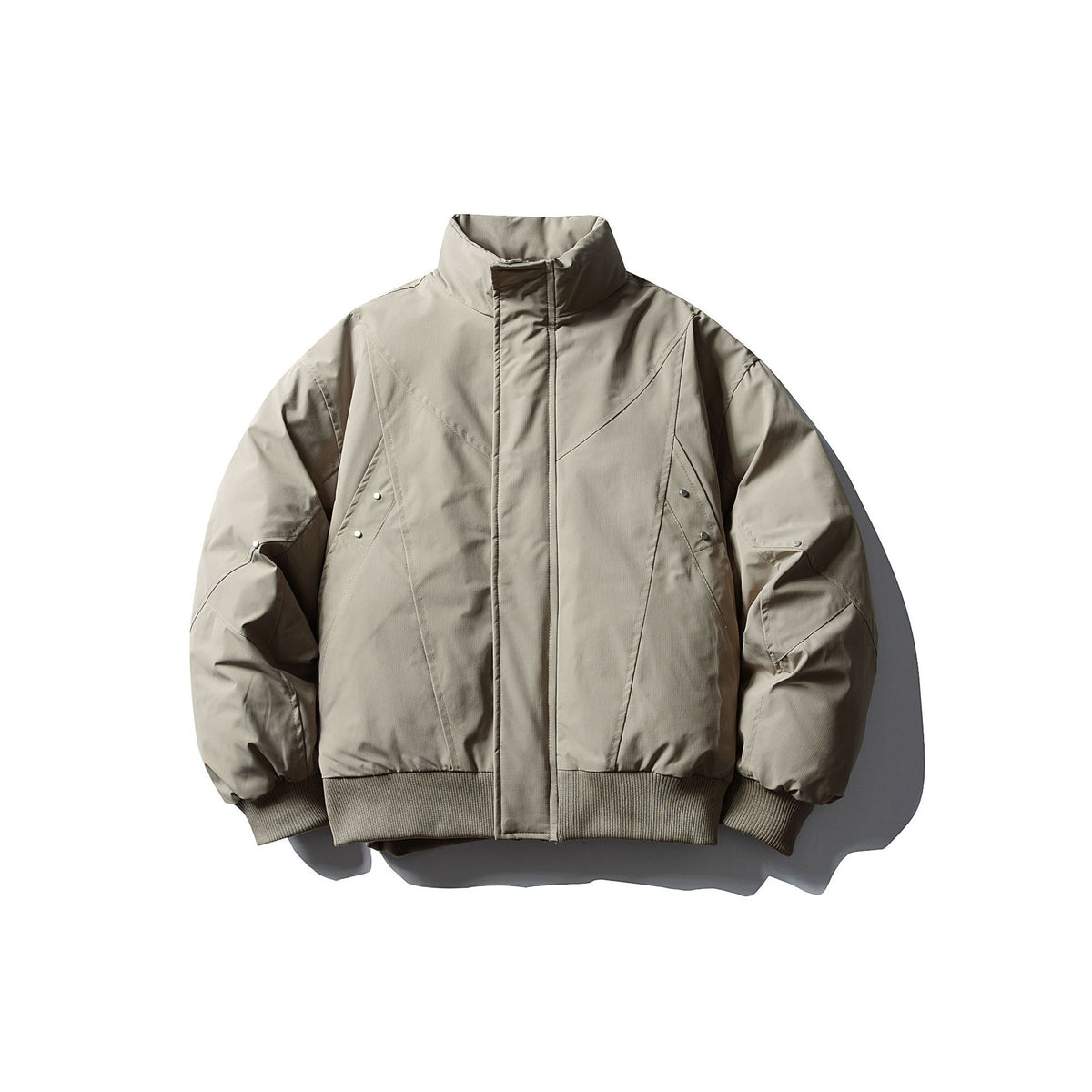 Men's Short Boxy Thermal Bomber Jacket with Geometric Quilting and High Stand-Up Collar EVA-US