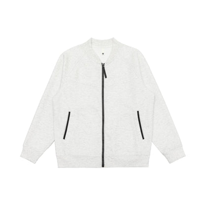 Unisex bomber-style sweat jacket with full zip, raglan sleeves, and contrast trim EVA-US