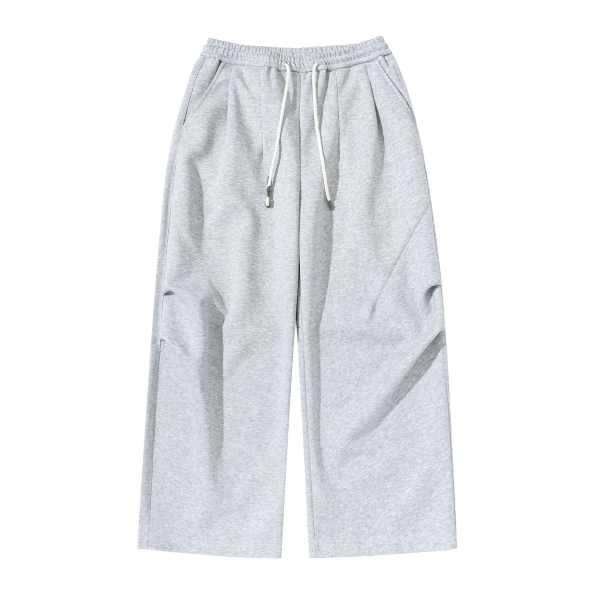 Women's Wide Cropped Jogging Pants made of French Terry with a high elastic waistband, drawstring, and side pockets EVA-US